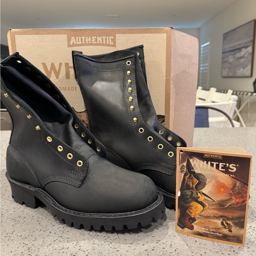 Authentic White's Black Leather Men's Boots